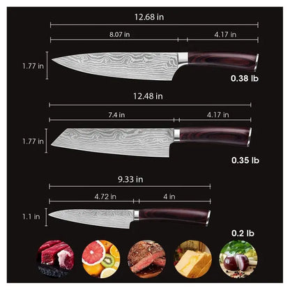 Personalized CHEF KNIFE SET Kitchen Knives Cooking Home Housewarming Birthday Gift for Her Him Mom Dad Men Women Christmas Custom Engraved