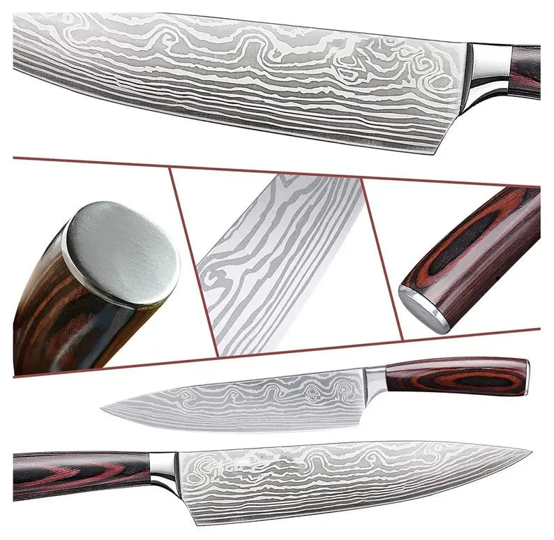Personalized CHEF KNIFE SET Kitchen Knives Cooking Home Housewarming Birthday Gift for Her Him Mom Dad Men Women Christmas Custom Engraved