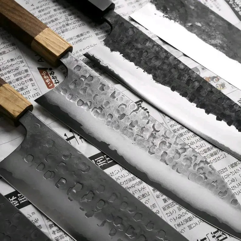 Premium Handmade Forged Japanese Chef Knife Set | High Carbon Steel, Hammered Finish, Professional Kitchen Cutlery
