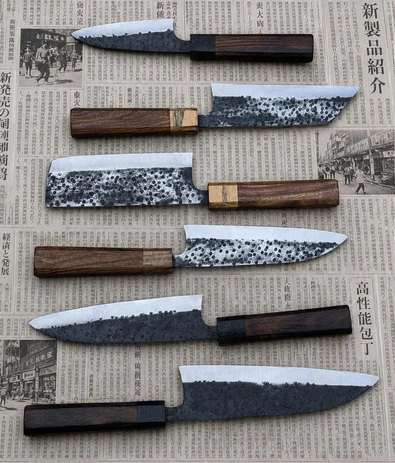 Premium Handmade Forged Japanese Chef Knife Set | High Carbon Steel, Hammered Finish, Professional Kitchen Cutlery