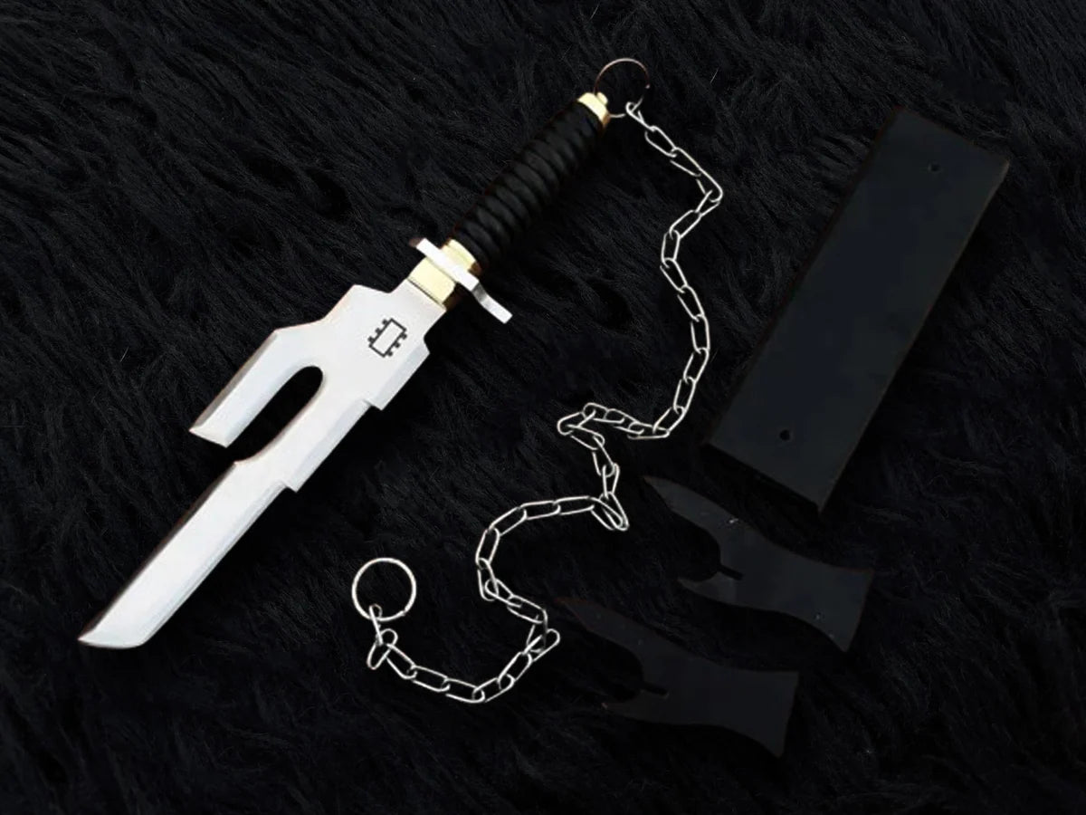 Handmade Jujutsu Kaisen Inspired Replica of Toji Fushiguro's Inverted Spear of Heaven with Chain of A Thousand Miles and Stand - Vortex Blades