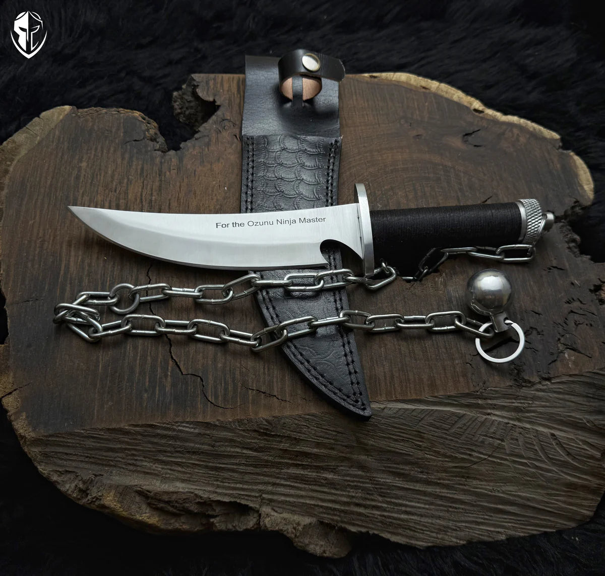 Custom Handmade Ninja Assassin Chained Knife With Leather Sheath - Vortex Blades