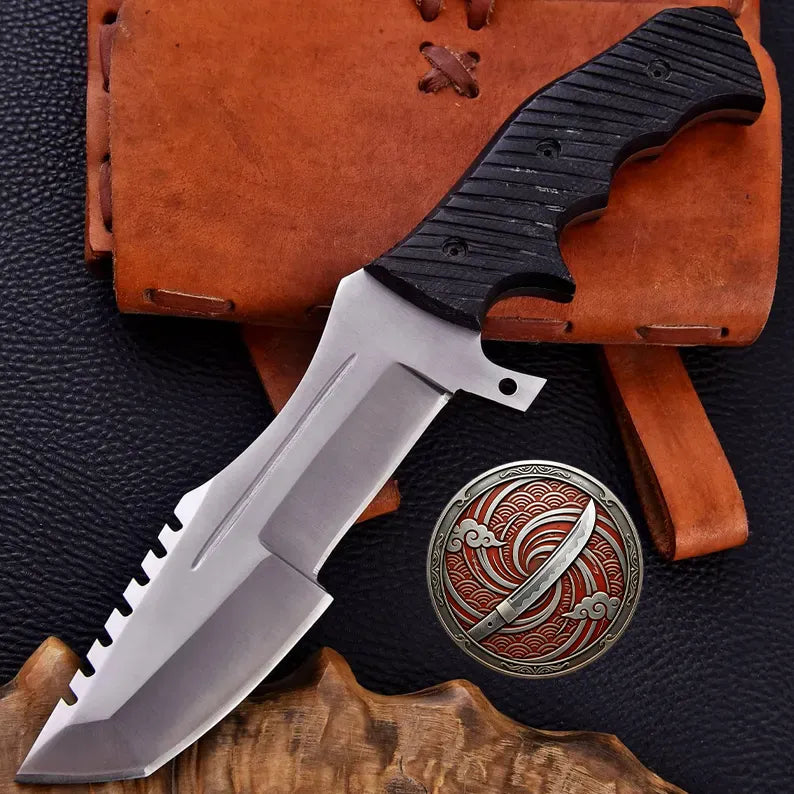 Handmade CS:GO Huntsman Knife | Stainless Steel Game Replica with Leather Sheath