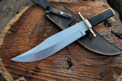 Custom Handmade Vintage Bowie Knife: Smithsonian Replica in D2 Steel with Buffalo Horn Handle - Vortex Blades
