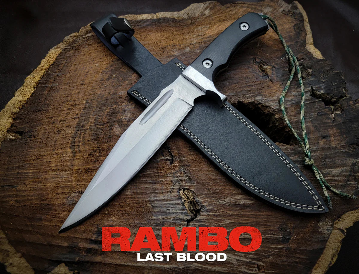 RAMBO V Replica Bowie Knife with Leather Sheath - Vortex Blades
