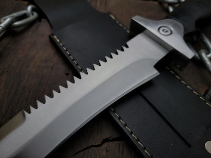 Handmade Resident Evil 1 Replica Knife with Leather Sheath - Vortex Blades