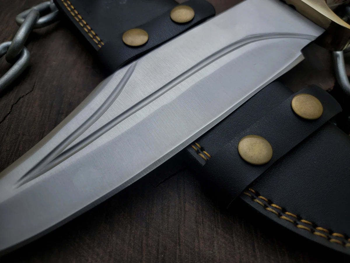 Brad Pitt Movie Bullet Train The Wolf's Replica Knife with Leather Sheath - Vortex Blades