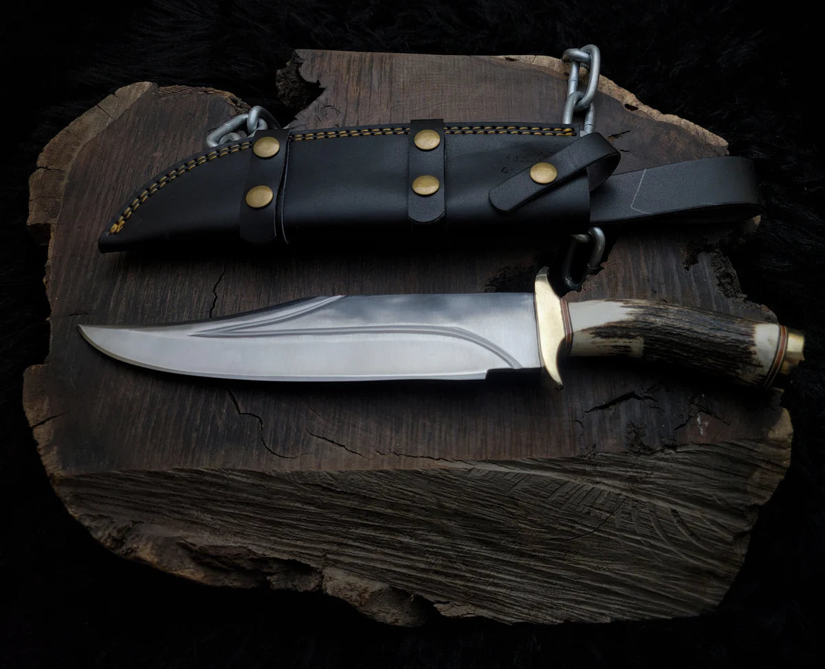 Brad Pitt Movie Bullet Train The Wolf's Replica Knife with Leather Sheath - Vortex Blades