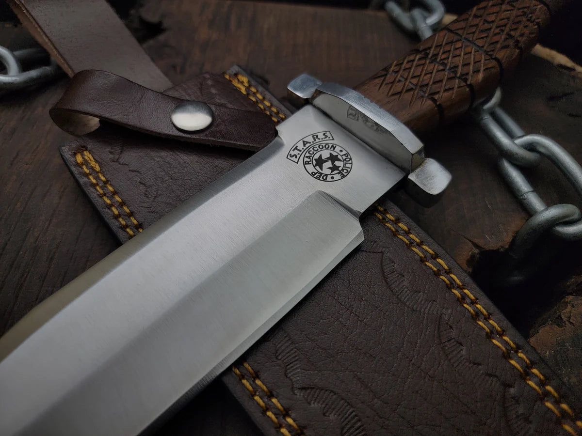 Resident Evil Raccoon City Police Replica Knife with Leather Sheath - Vortex Blades
