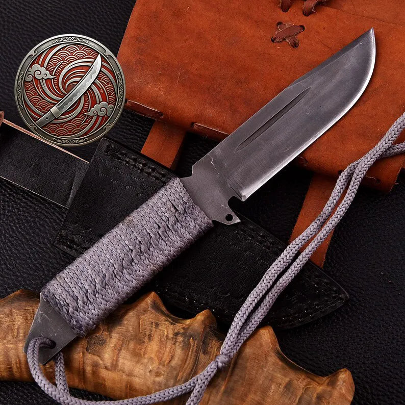 Handmade Resident Evil Biohazard Full Tang Knife with Leather Sheath