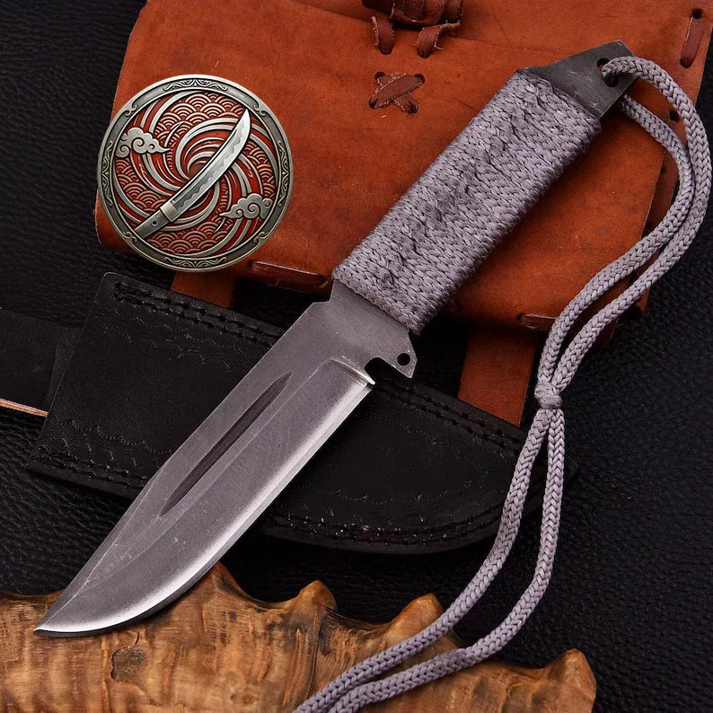 Handmade Resident Evil Biohazard Full Tang Knife with Leather Sheath