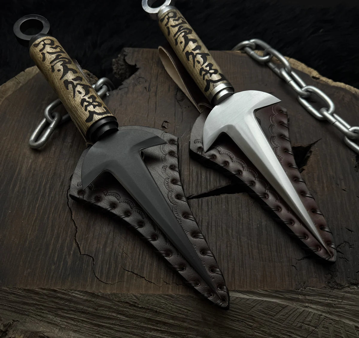Naruto Shippuden: Handmade Custom Minato Kunai with Leather Sheath | Minato 4th Hokage | Yellow Flash Kunai - Vortex Blades