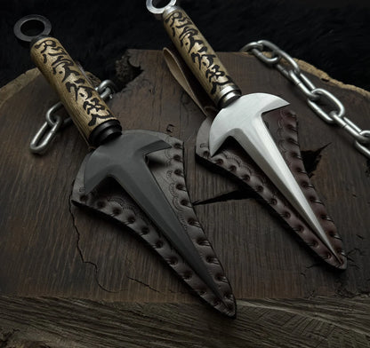 Naruto Shippuden: Handmade Custom Minato Kunai with Leather Sheath | Minato 4th Hokage | Yellow Flash Kunai - Vortex Blades