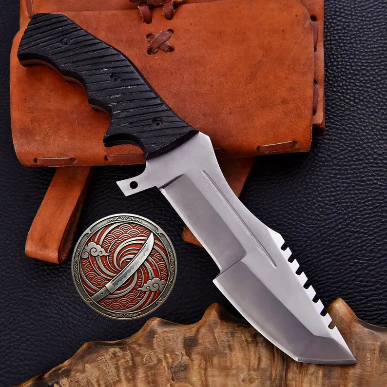 Handmade CS:GO Huntsman Knife | Stainless Steel Game Replica with Leather Sheath