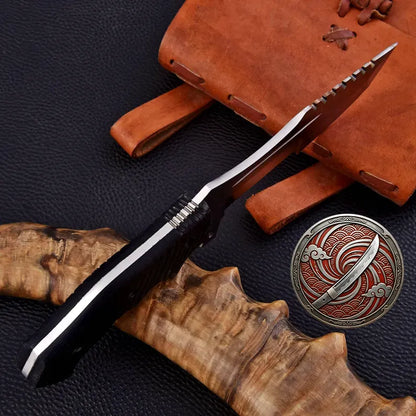Handmade CS:GO Huntsman Knife | Stainless Steel Game Replica with Leather Sheath