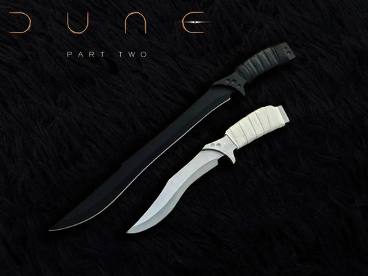 DUNE Part 2 Feyd Rautha Movie Replica Knives with Leather Sheath - Vortex Blades